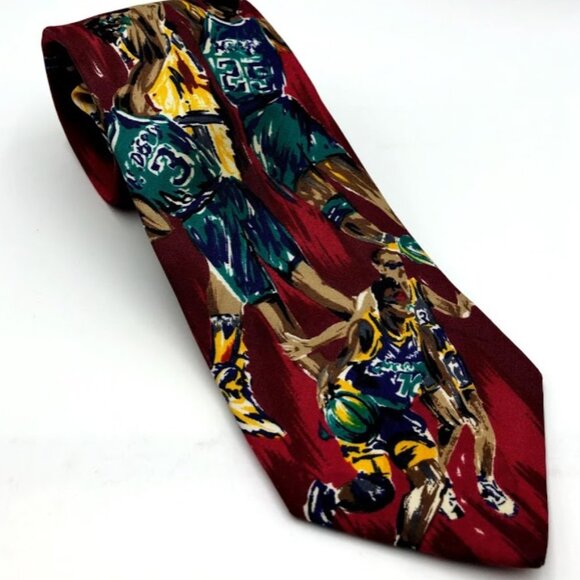 LANDS' END Basketball Silk Tie - Picture 1 of 6